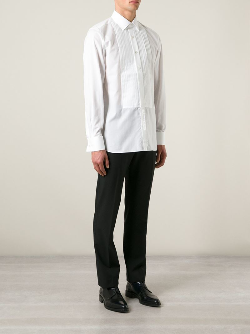 Tom Ford Pleated Front Shirt in White 