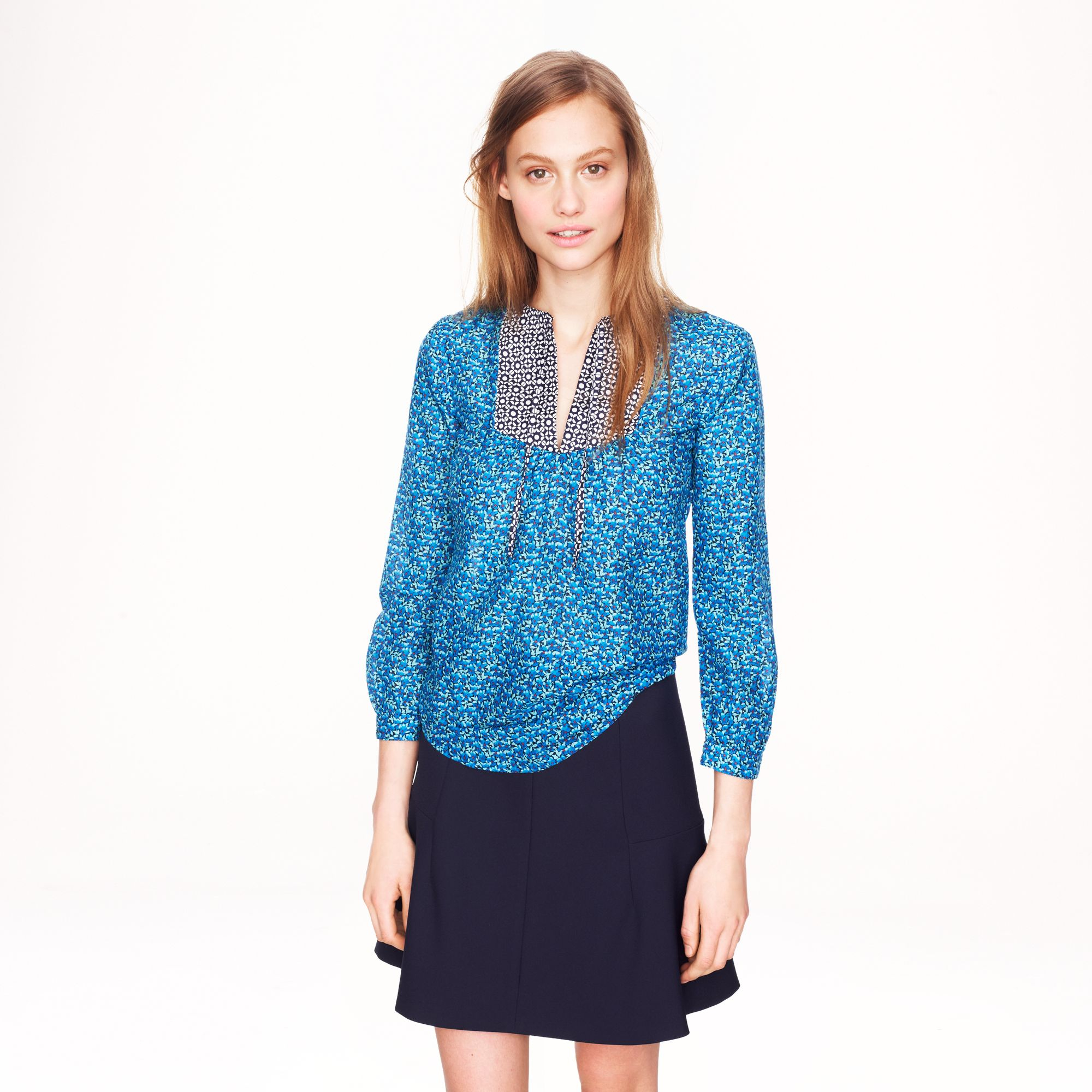 J.crew Peasant Top in Flowerpatch Print in Blue Lyst