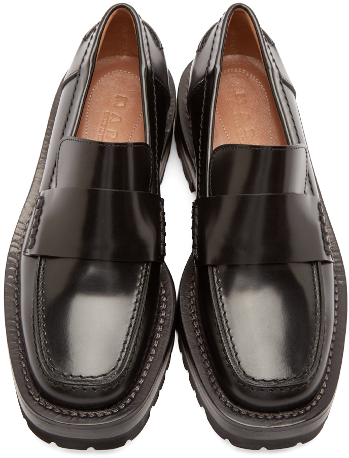 Marni Black Leather Platform Loafers - Lyst