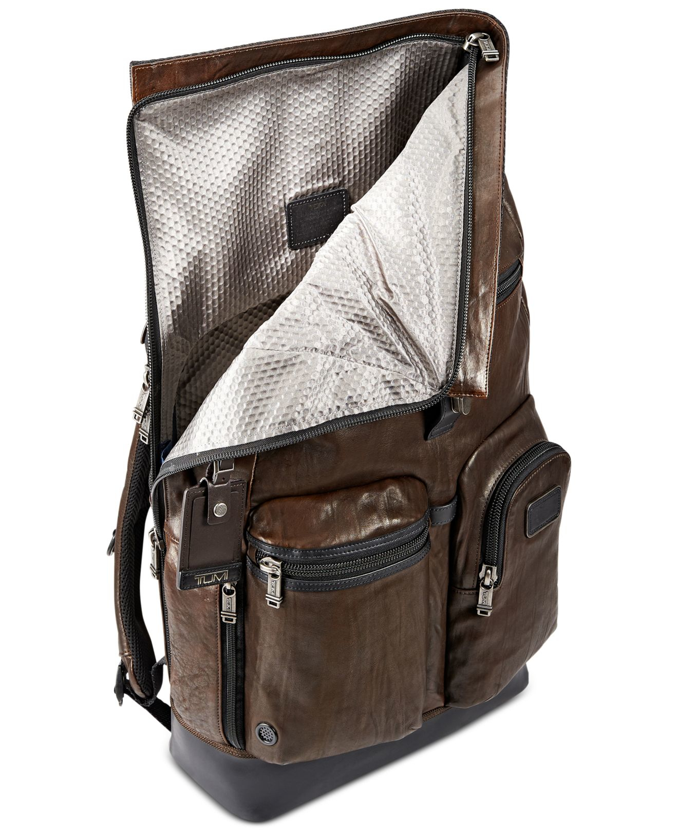 Tumi Alpha Bravo Luke Roll-top Leather Backpack in Dark Brown (Brown ...