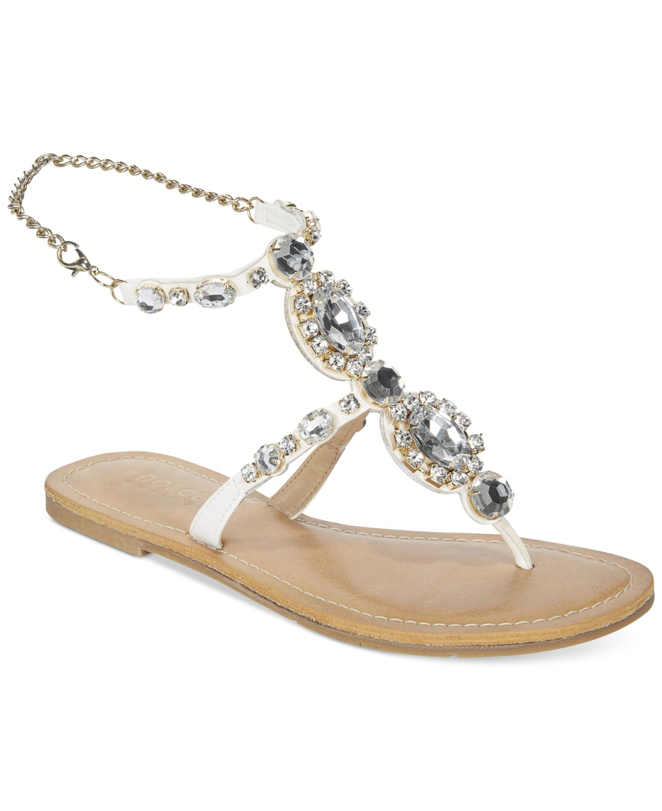 white embellished flat sandals