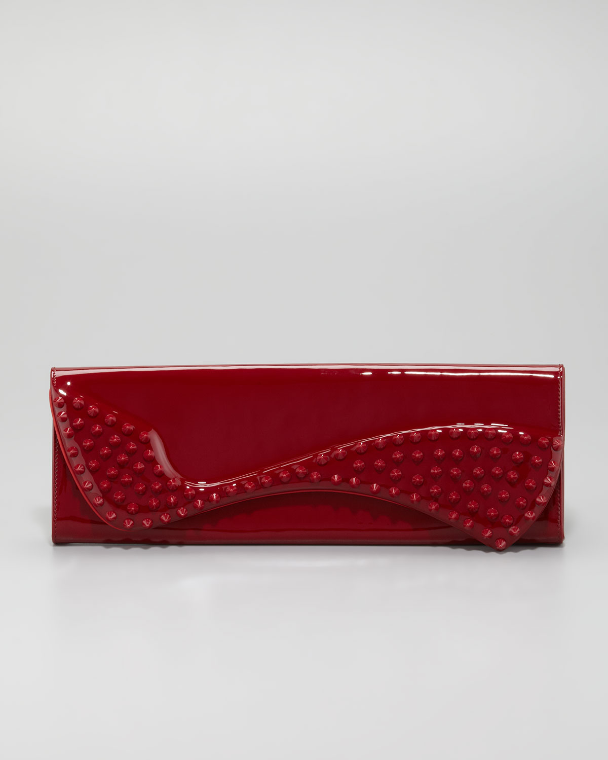 Christian louboutin Pigalle Spikes Patent Clutch Bag Red in Red | Lyst