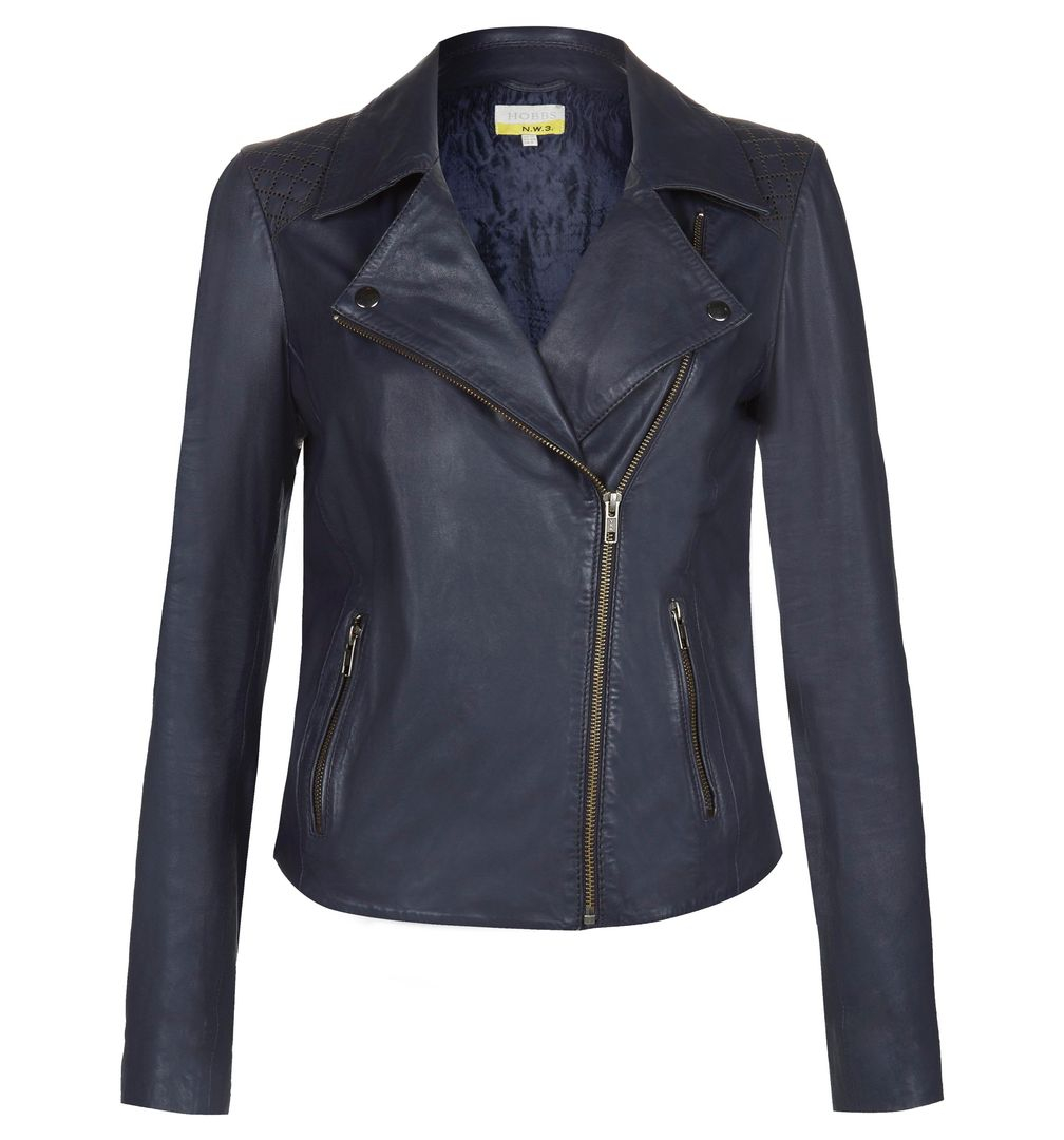 Hobbs Maritime Leather Jacket in Blue (navy) | Lyst