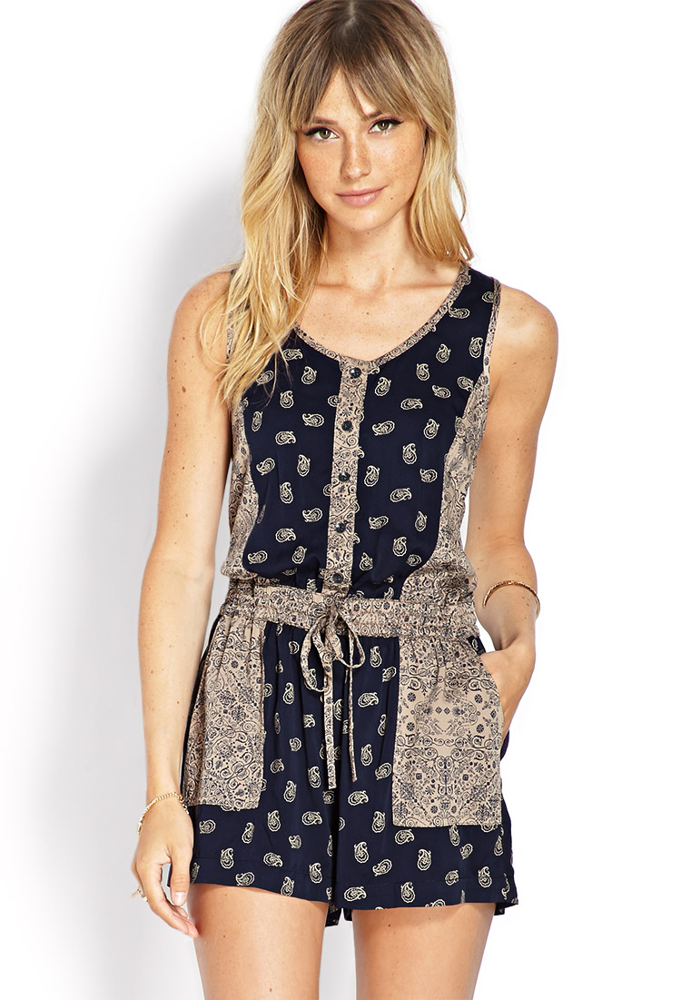 Lyst - Forever 21 Life In Progress Paisley Romper in Blue