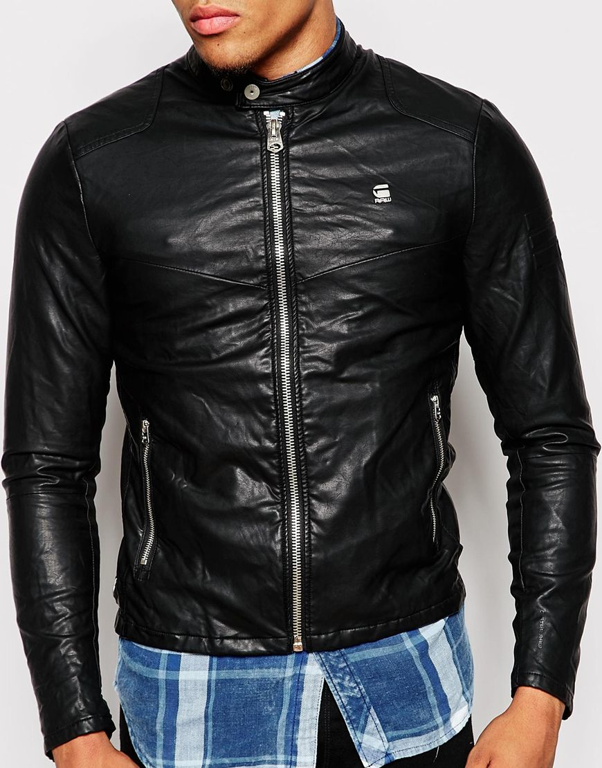 G-Star RAW Biker Jacket Edla Faux Leather in Black for Men - Lyst