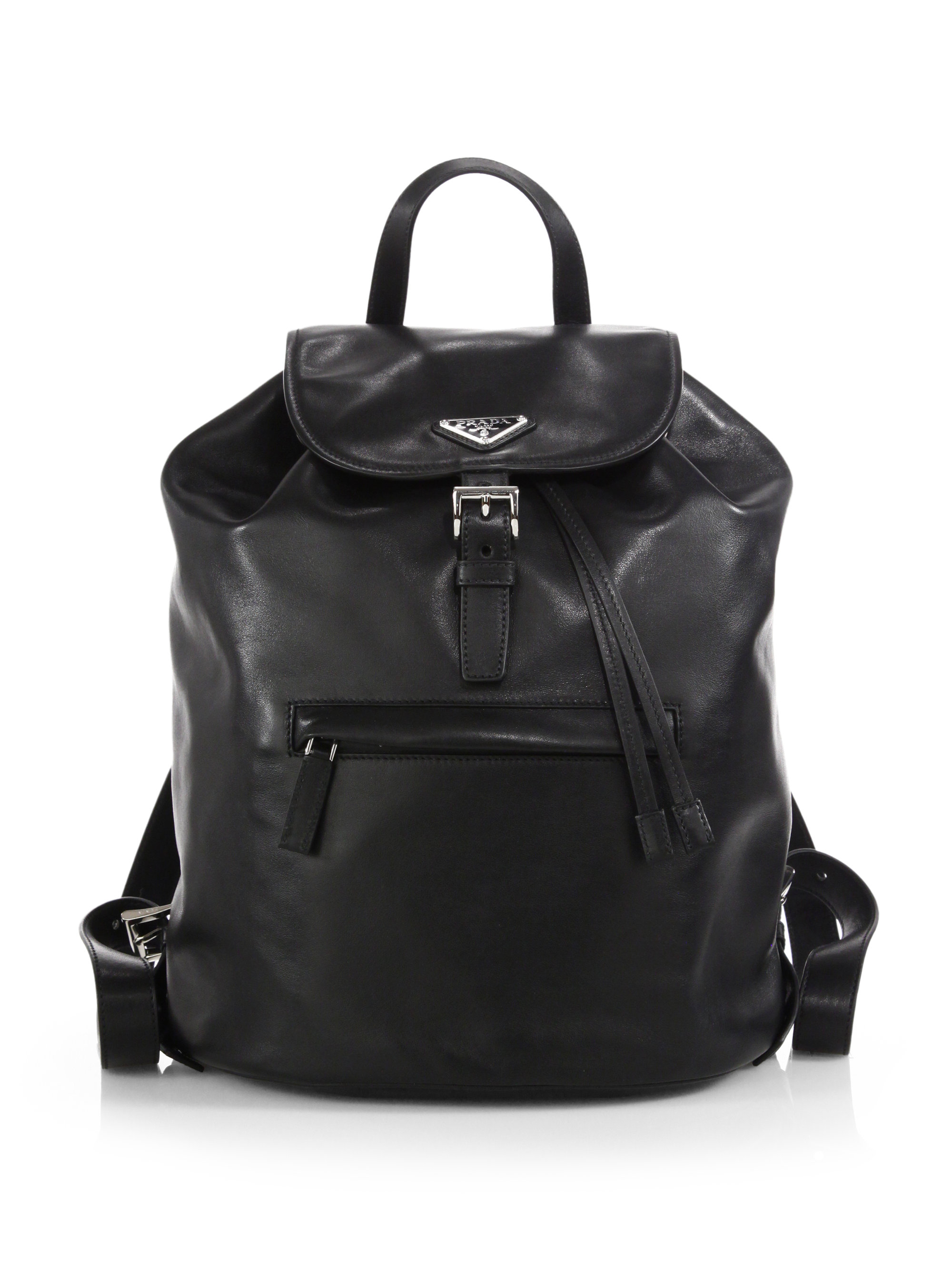 Prada Caramel Calfskin Double Buckle Backpack in Brown (caramel ...  