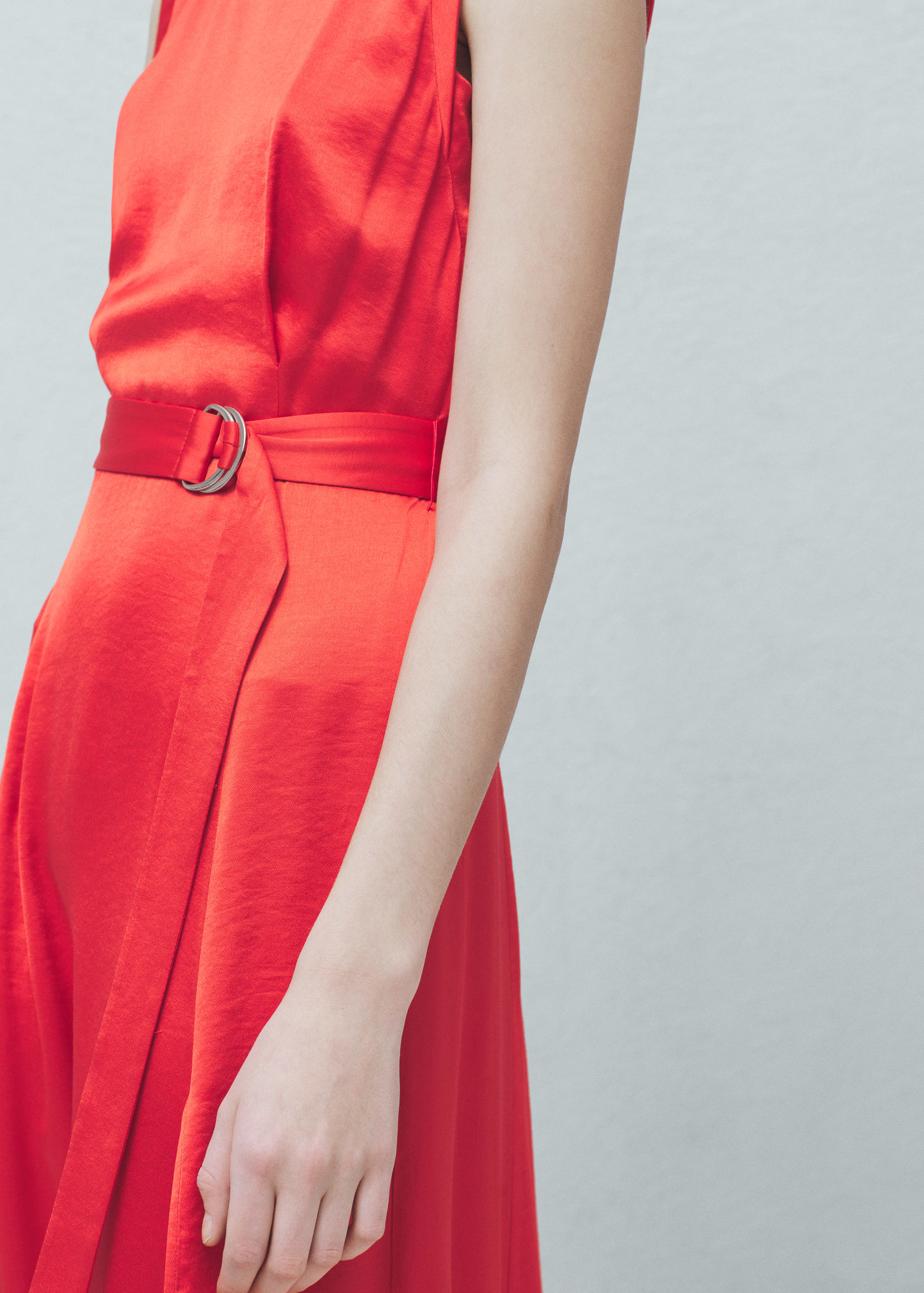 mango red satin dress