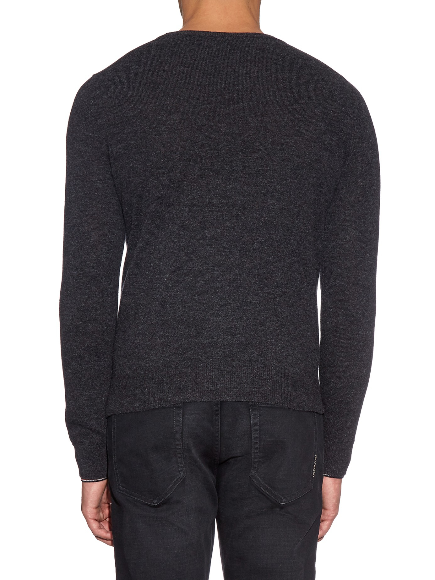 Lyst - Moncler Crew-neck Wool Sweater in Gray for Men
