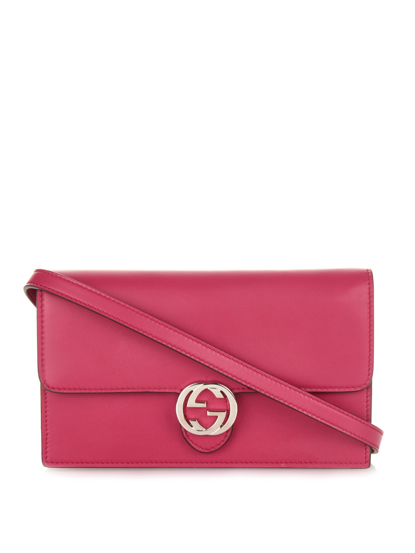 Gucci Icon Leather Strap Wallet in Pink | Lyst