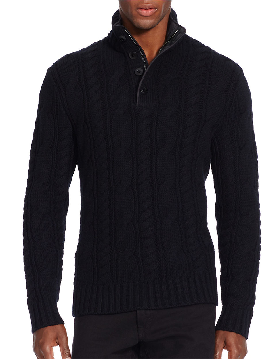 Polo ralph lauren Cable-knit Merino Wool Sweater in Black for Men | Lyst