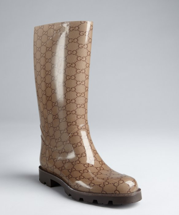 beige rain boots
