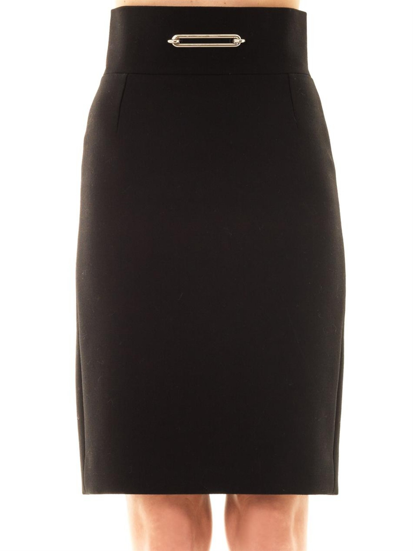 Lyst - Balenciaga Wool Pencil Skirt in Black