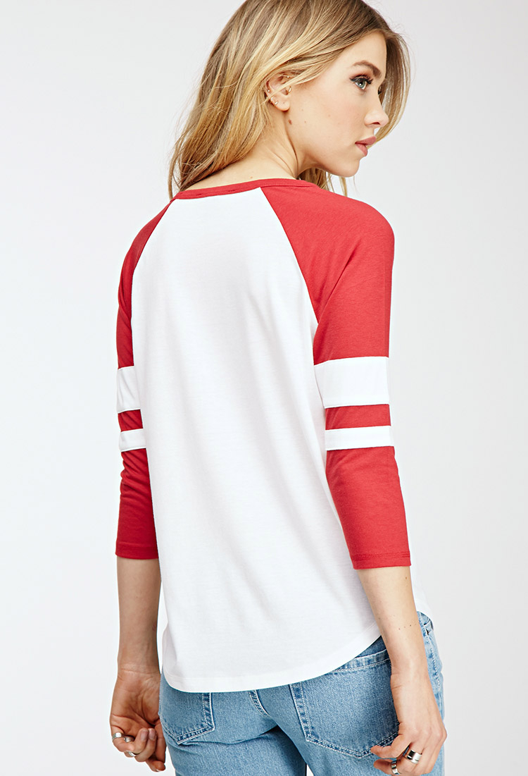 baseball tee striped sleeves