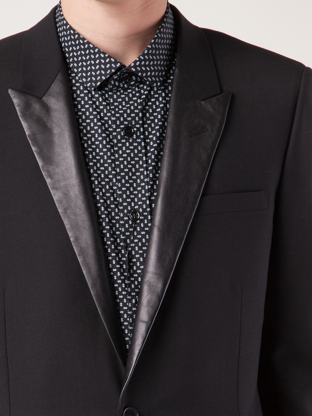 Saint Laurent Leather Lapel Jacket in Black for Men Lyst