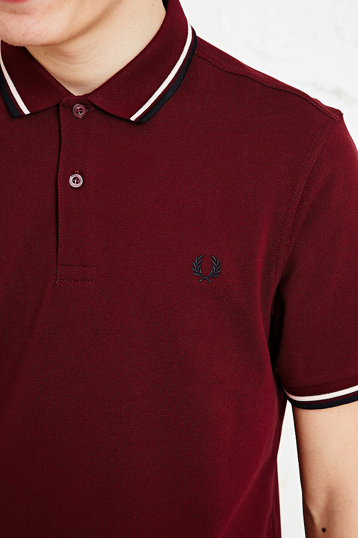 burgundy fred perry polo shirt