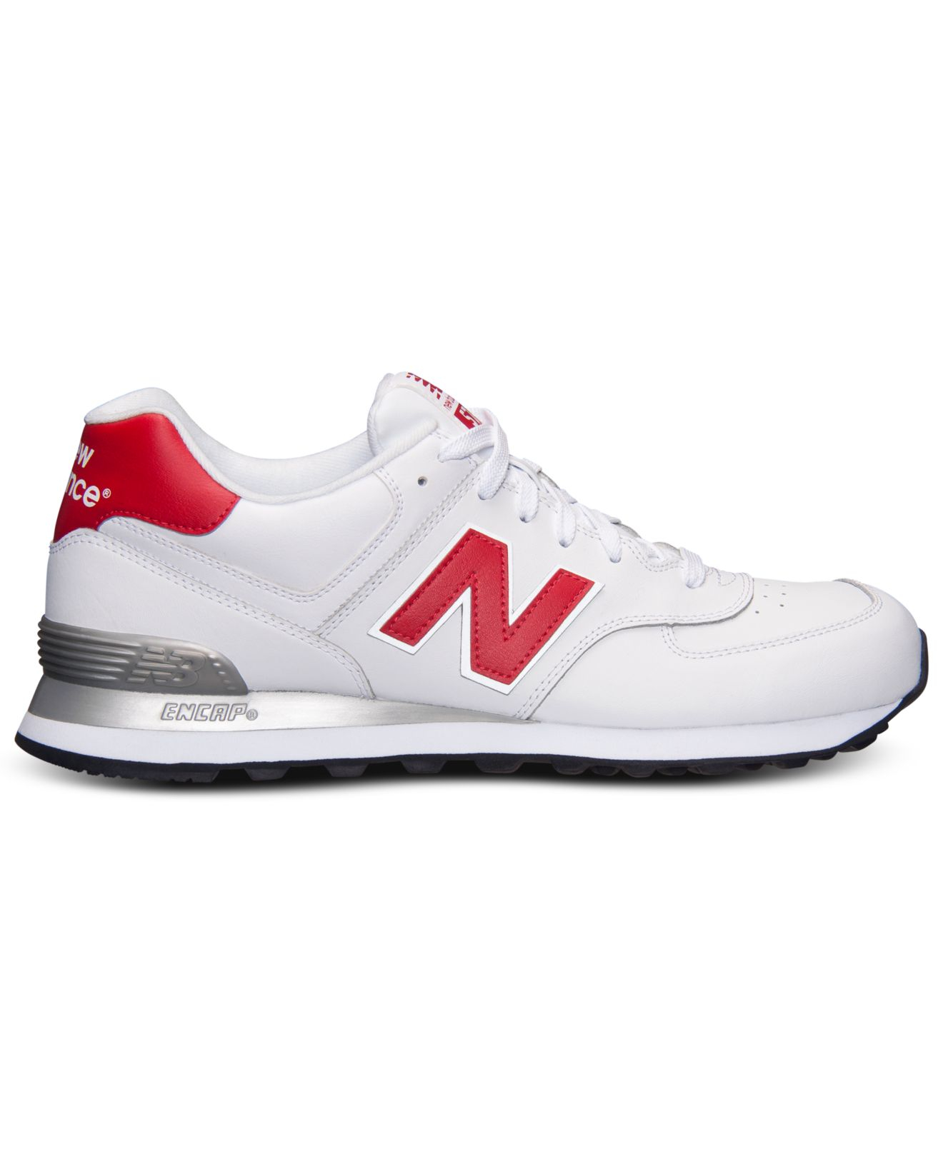 New Balance Men'S 574 Leather Casual Sneakers From Finish Line in White ...