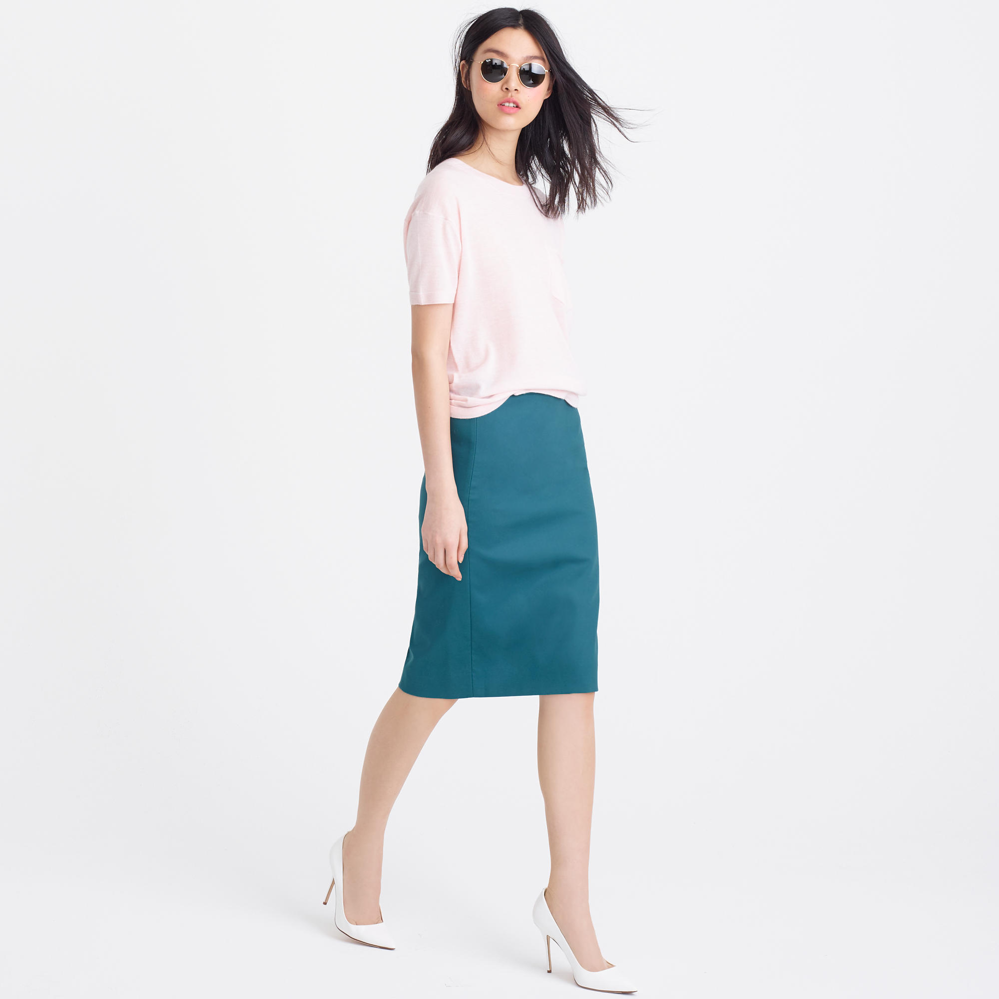J.crew No. 2 Pencil Skirt In Cotton Twill in Green (island palm) | Lyst