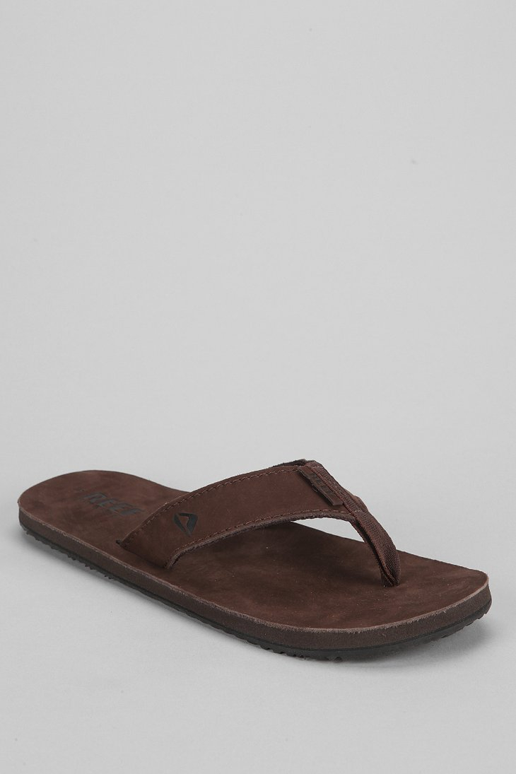 reef brown leather flip flops