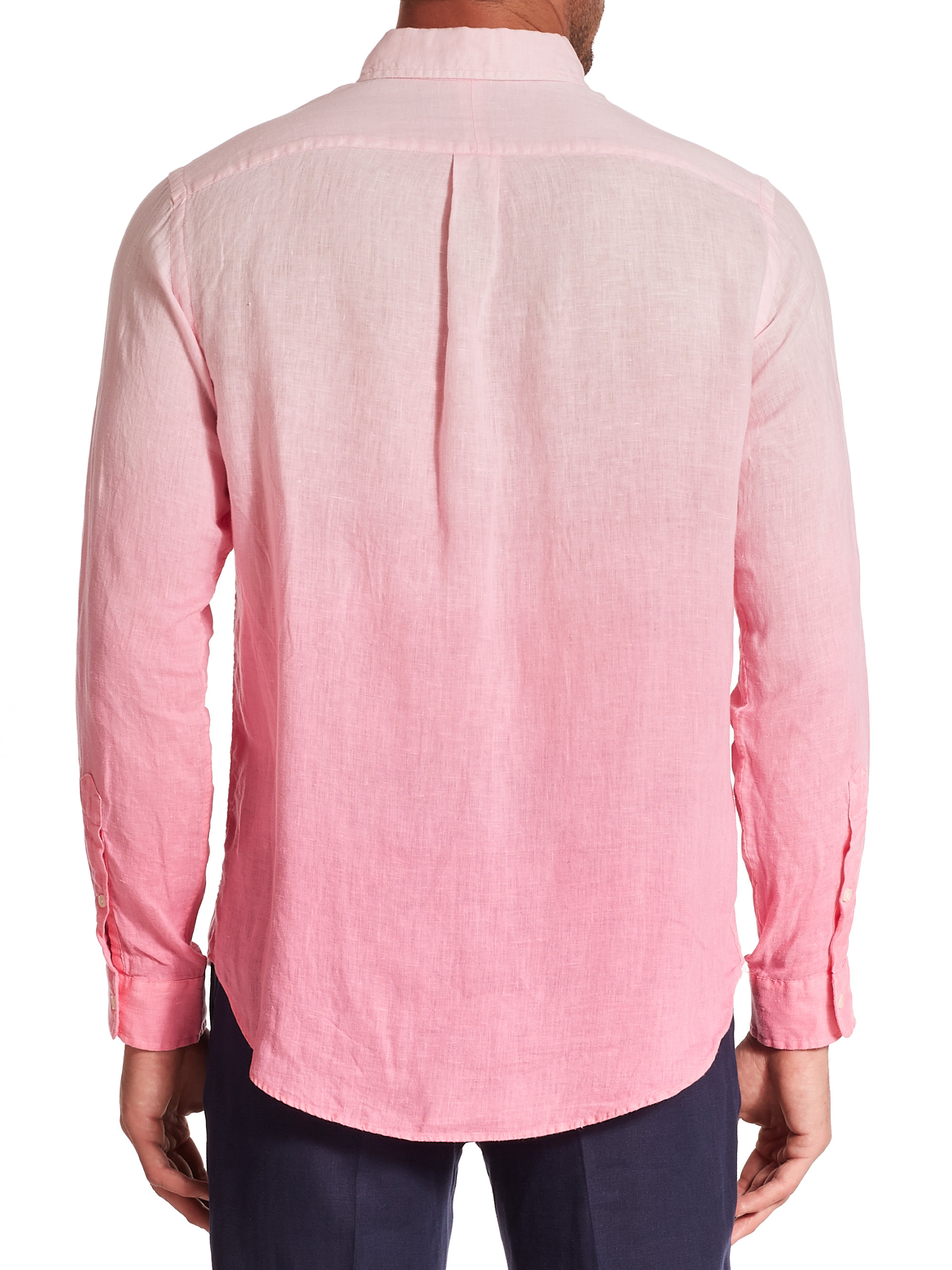 Polo Ralph Lauren Dip-Dyed Linen Sportshirt in Pink for Men - Lyst