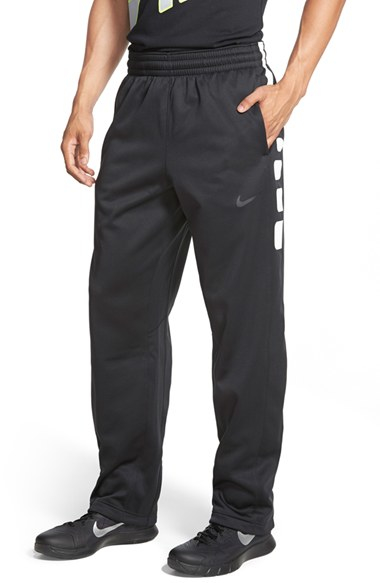 black joggers with red stripe