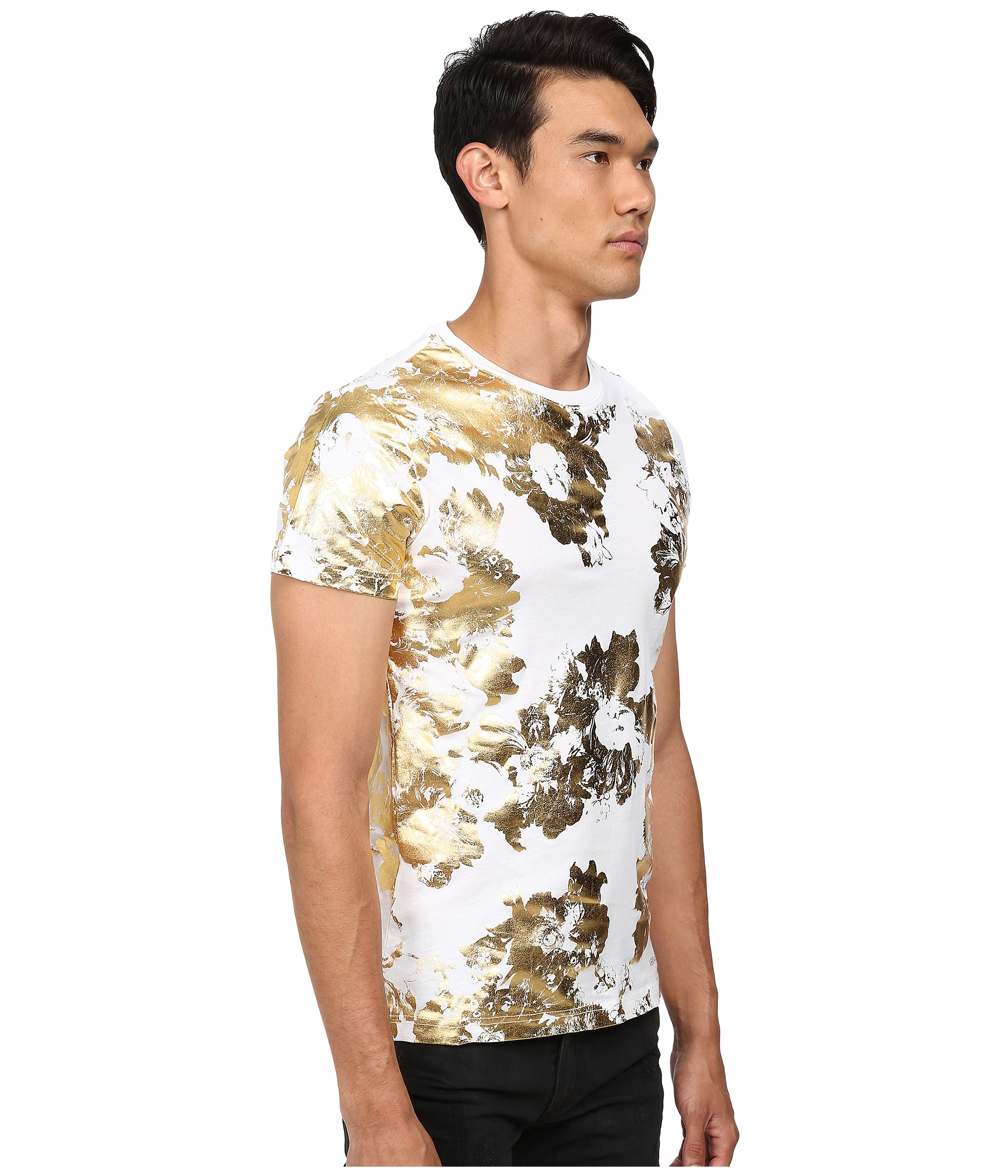 Versace Jeans Couture Cotton Short Sleeve T-shirt With Gold Foil 