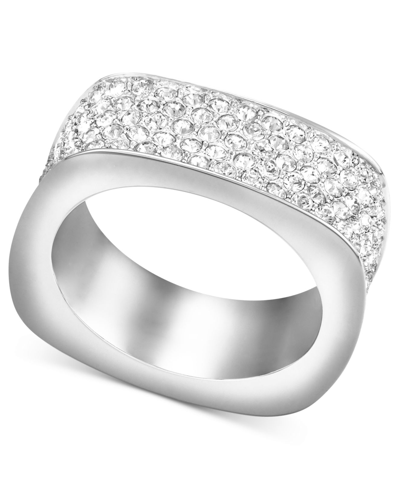 voor de helft kennis Gedrag Swarovski Rhodium-plated Pave Crystal Square Ring in White | Lyst