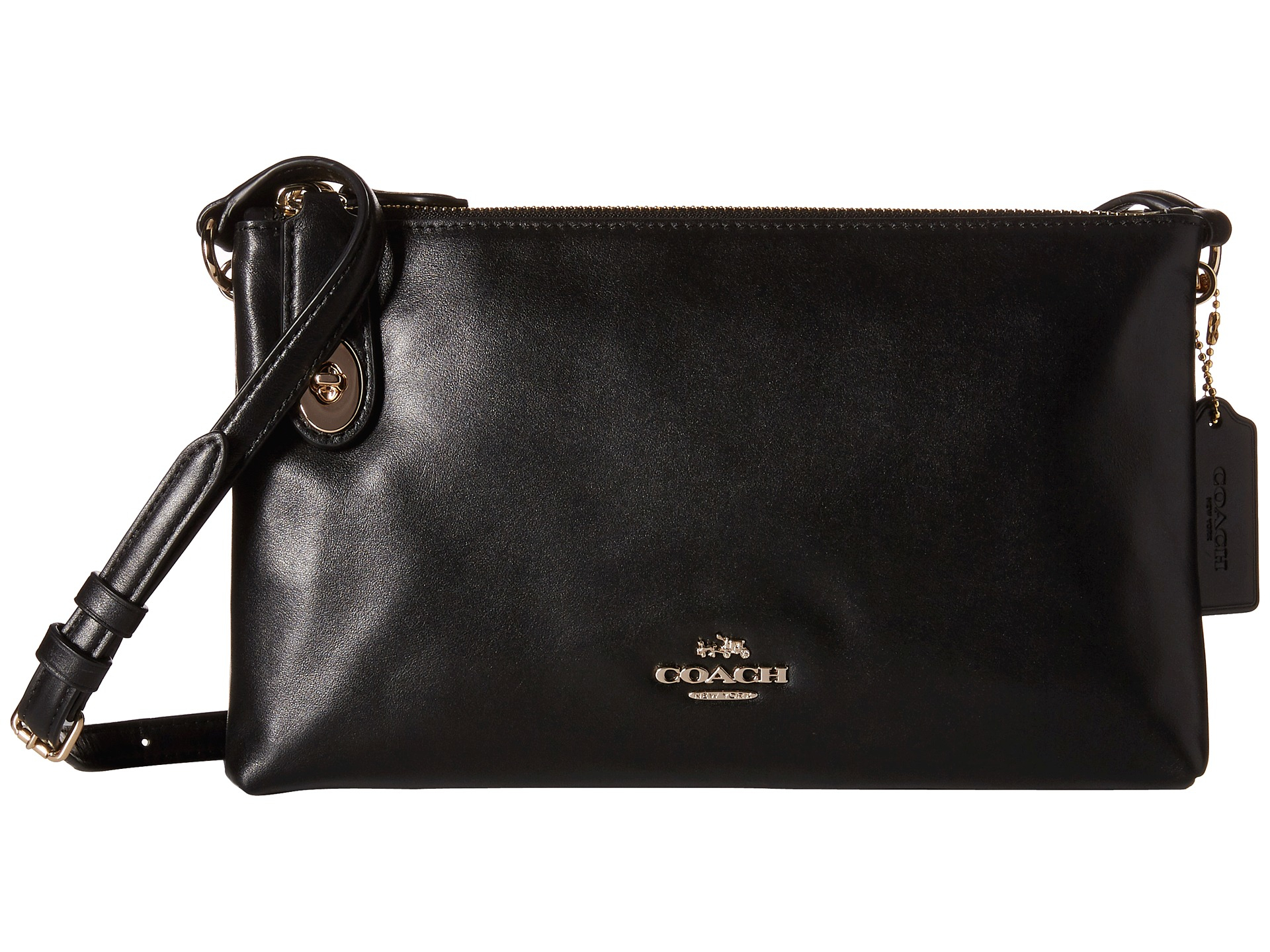 Coach Smooth Leather Turnlock Crossbody (gd/black) Cross Body Handbags