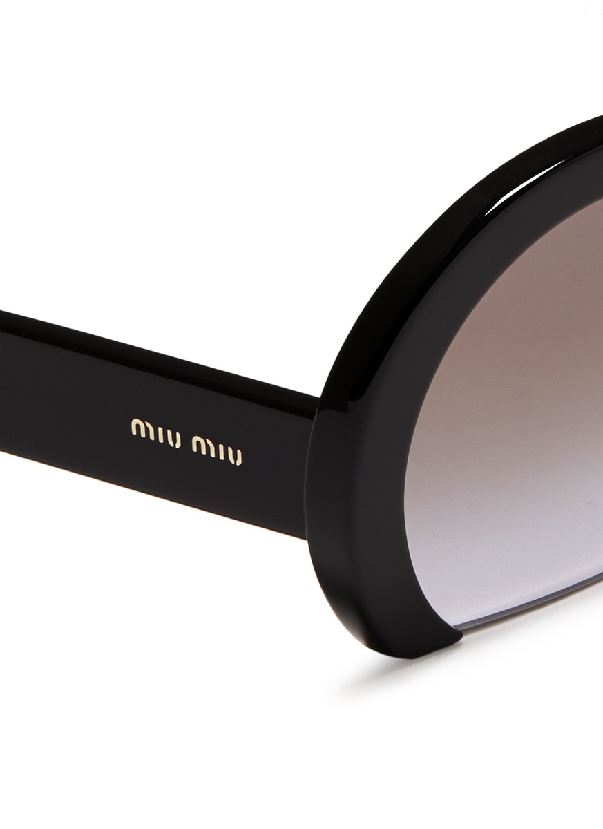 Miu Miu 'rasoir' Half Rim Acetate Sunglasses in Black | Lyst