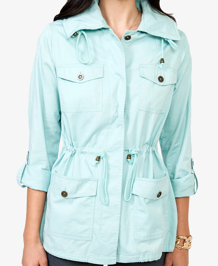Forever 21 Hooded Utility Jacket in Blue Lyst