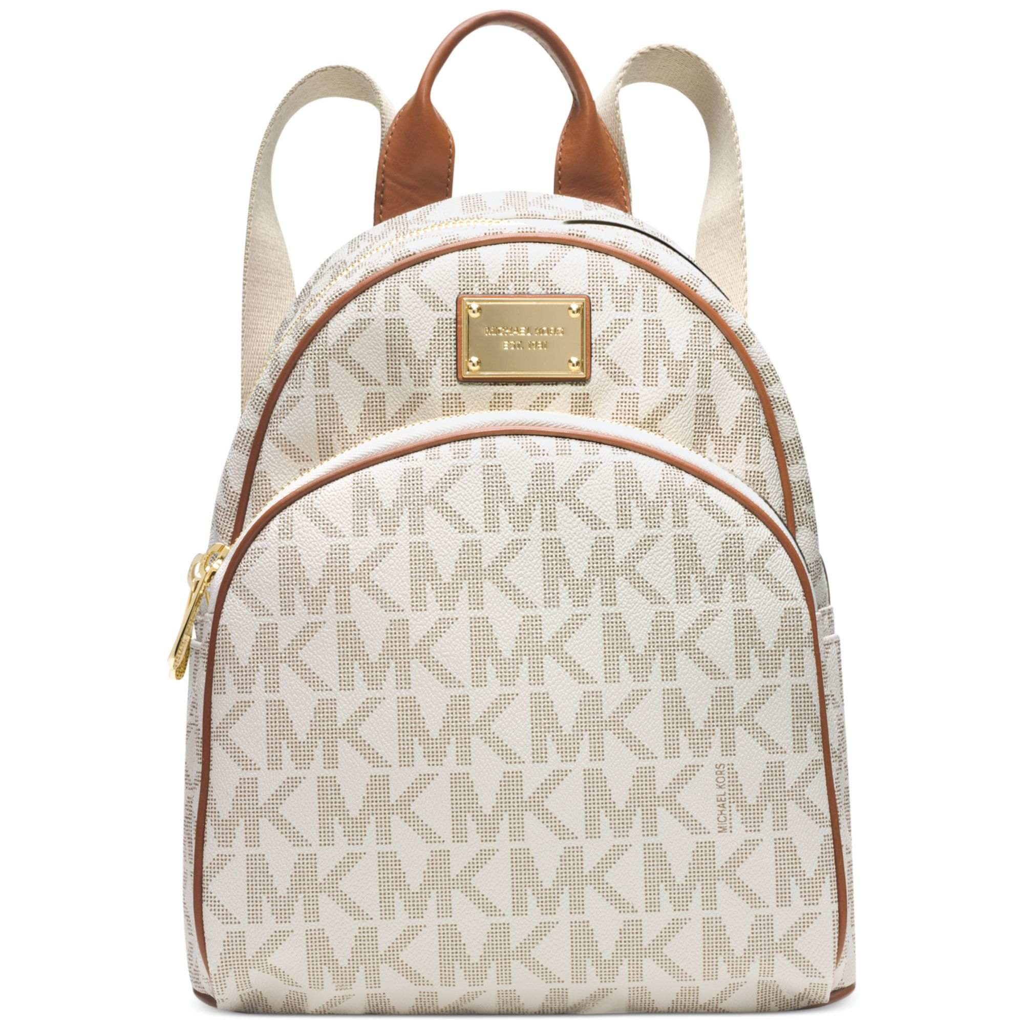 michael kors backpack white and brown