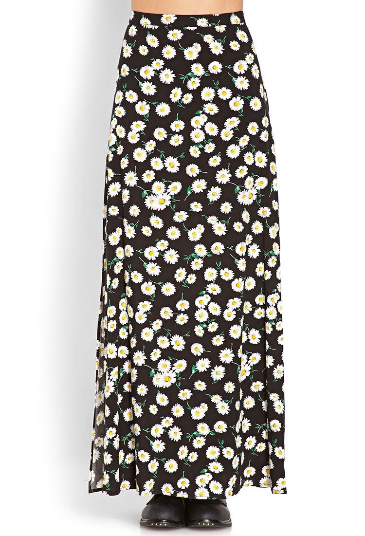 daisy print maxi skirt