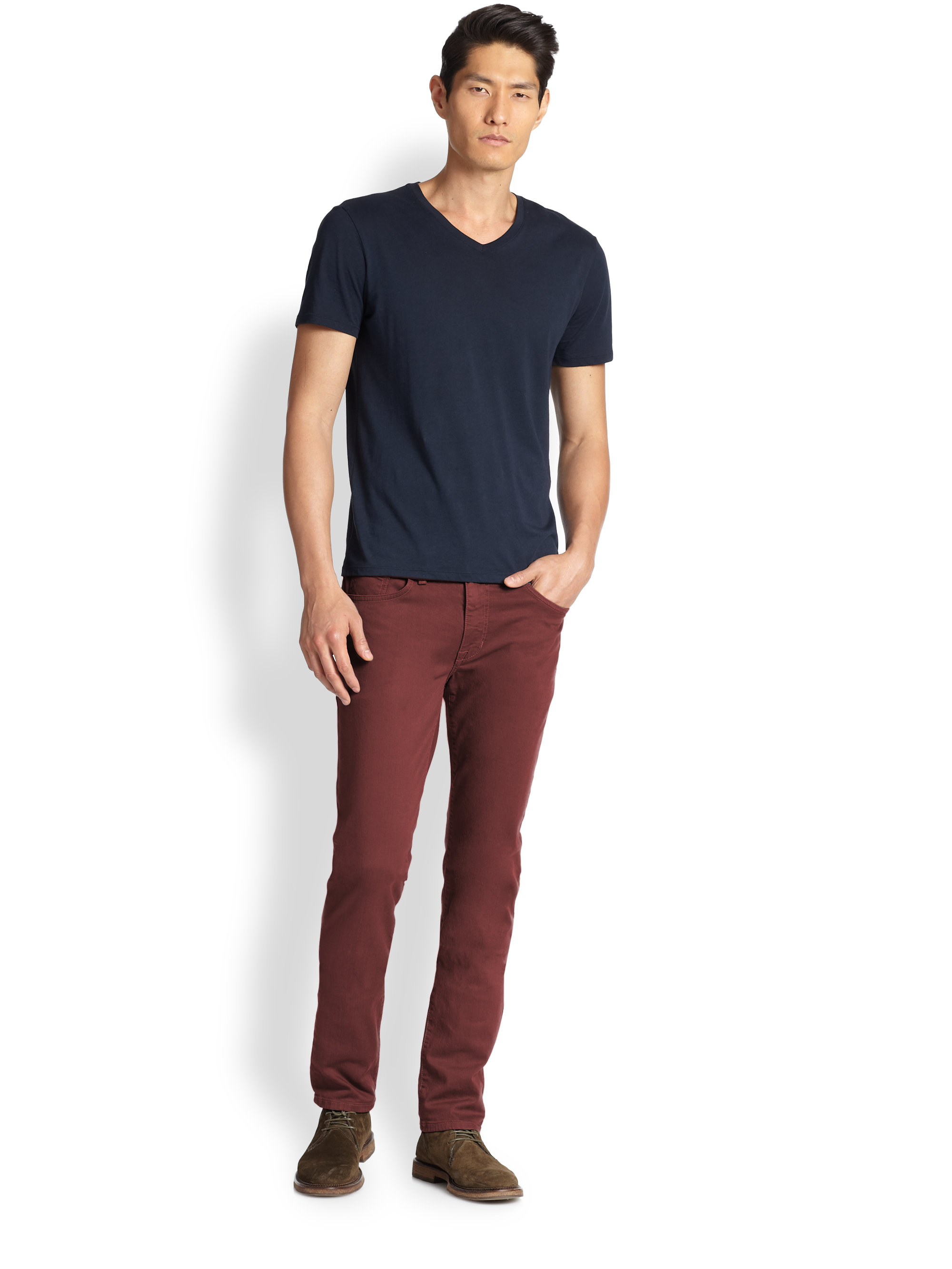 Joe's jeans Slim-fit Twill Pants in Red for Men | Lyst