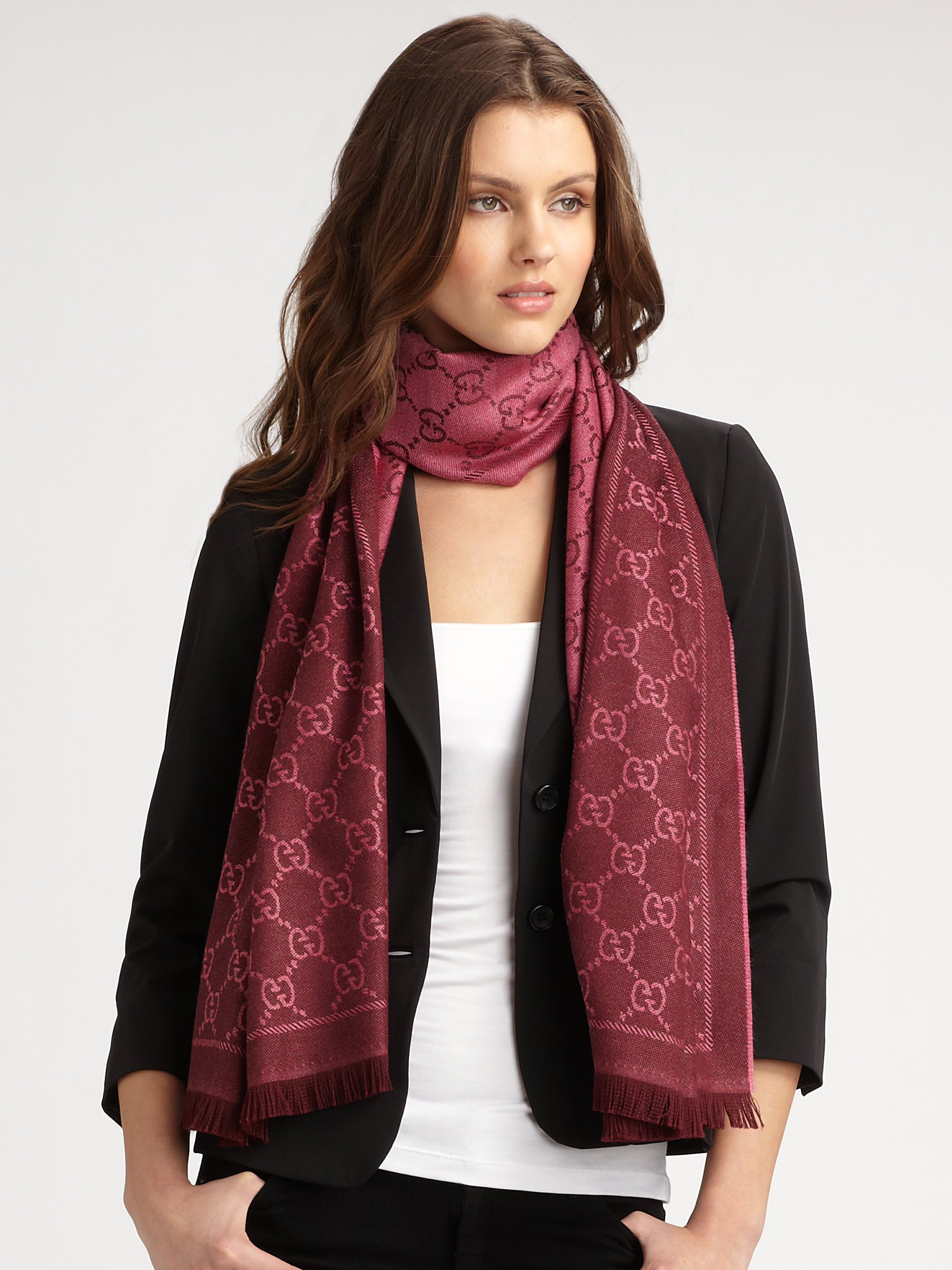 Gucci Gg Pattern Scarf in Pink Lyst