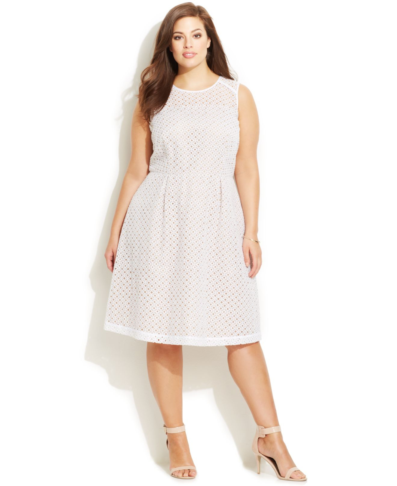 calvin klein plus size white dress