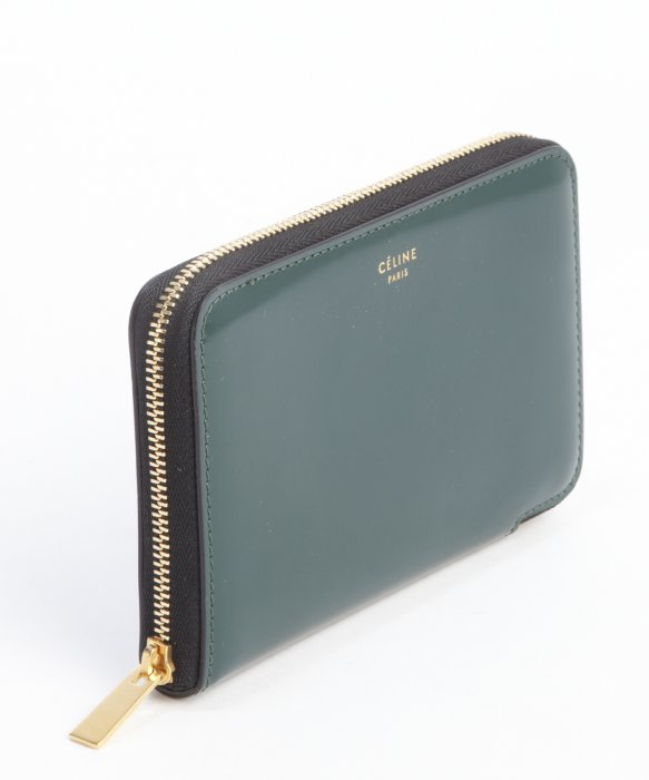 Cline Green Blue Smooth Leather Small Zip Around Wallet in Green ...