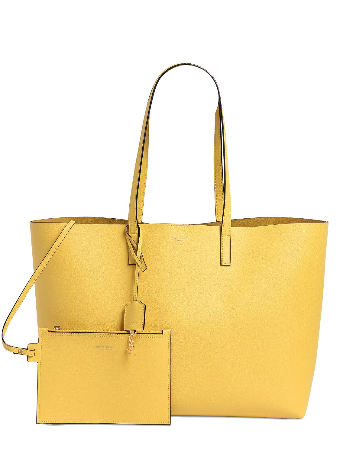 Saint Laurent Soft Leather Tote Bag in Yellow Lyst