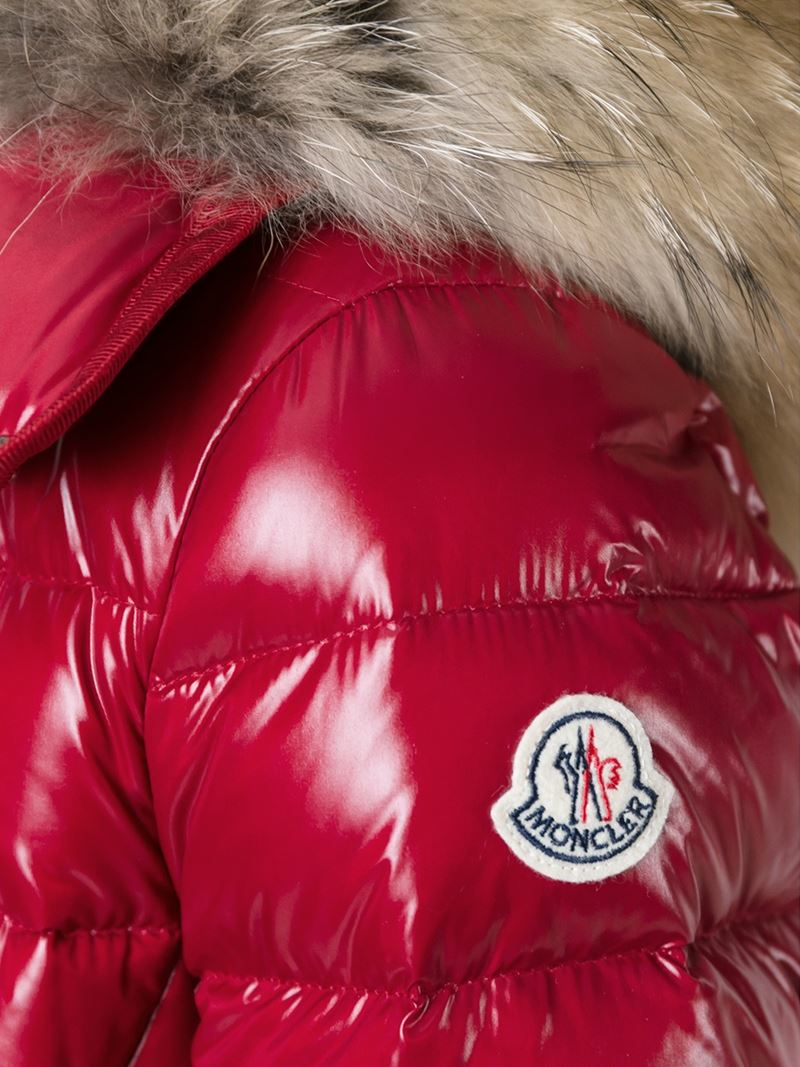 red moncler coat with fur