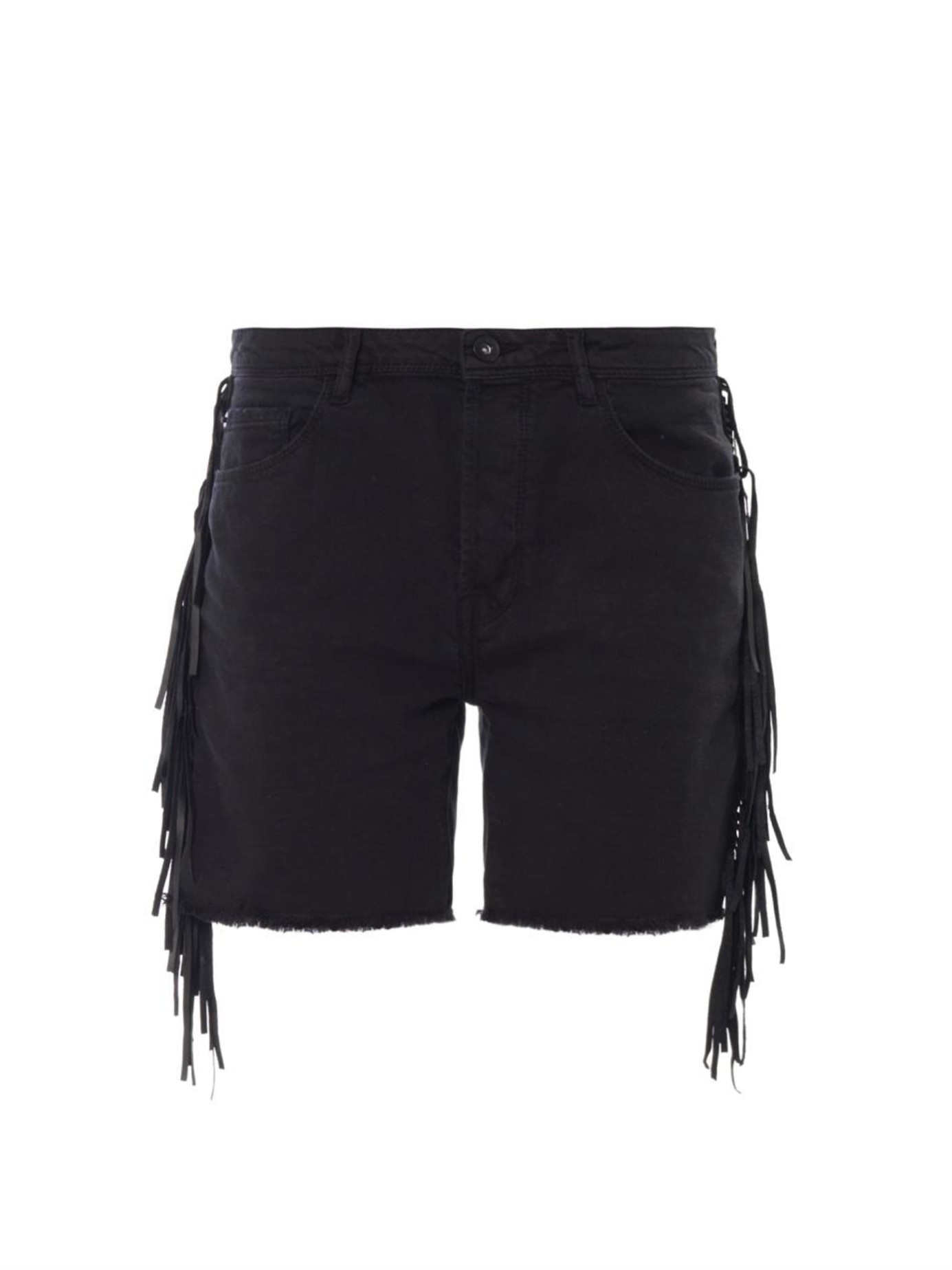 Lyst Each X Other Shaman LeatherFringe Denim Shorts in Black