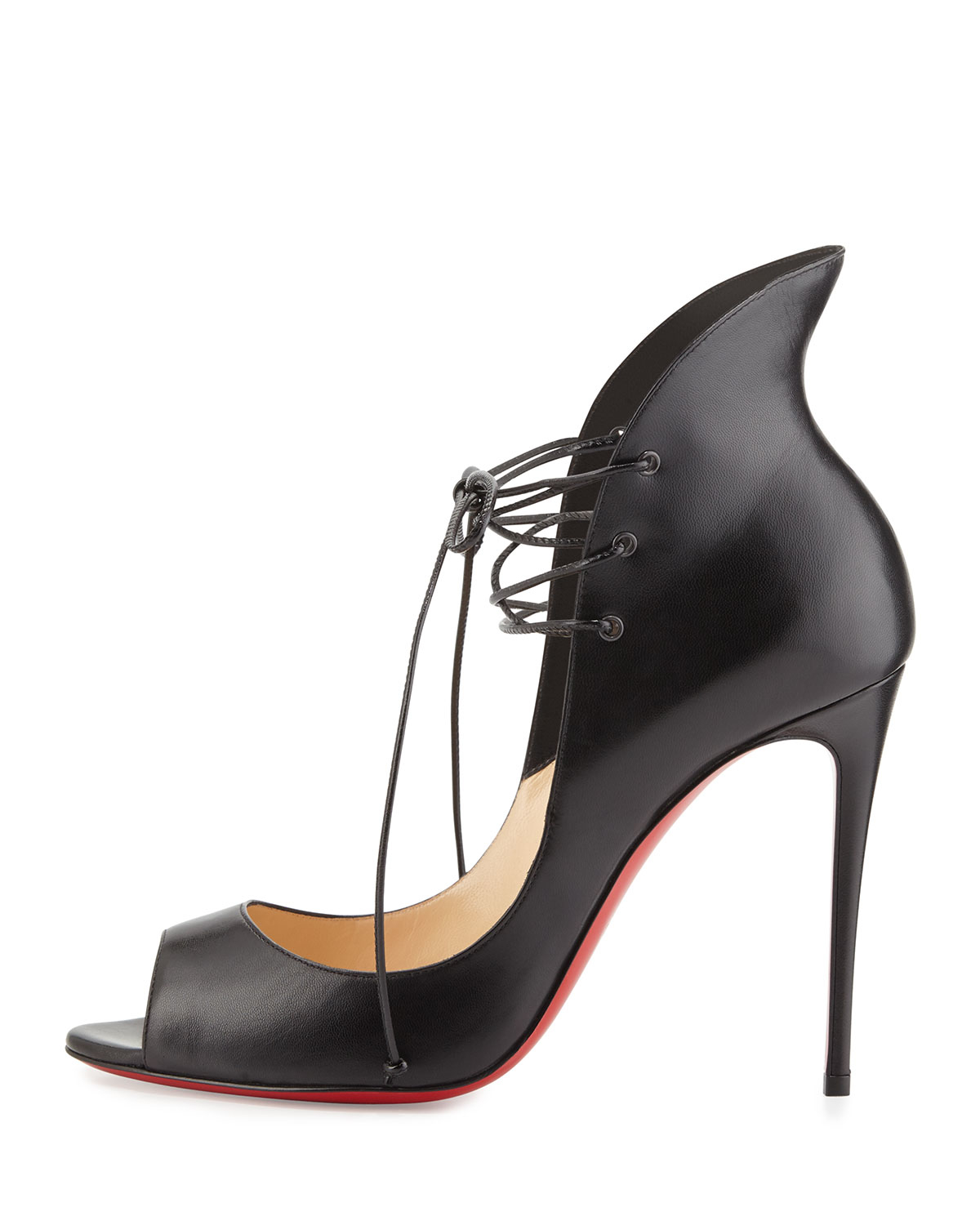 Christian louboutin Mega Vamp Leather Lace-Up Pumps in Black | Lyst