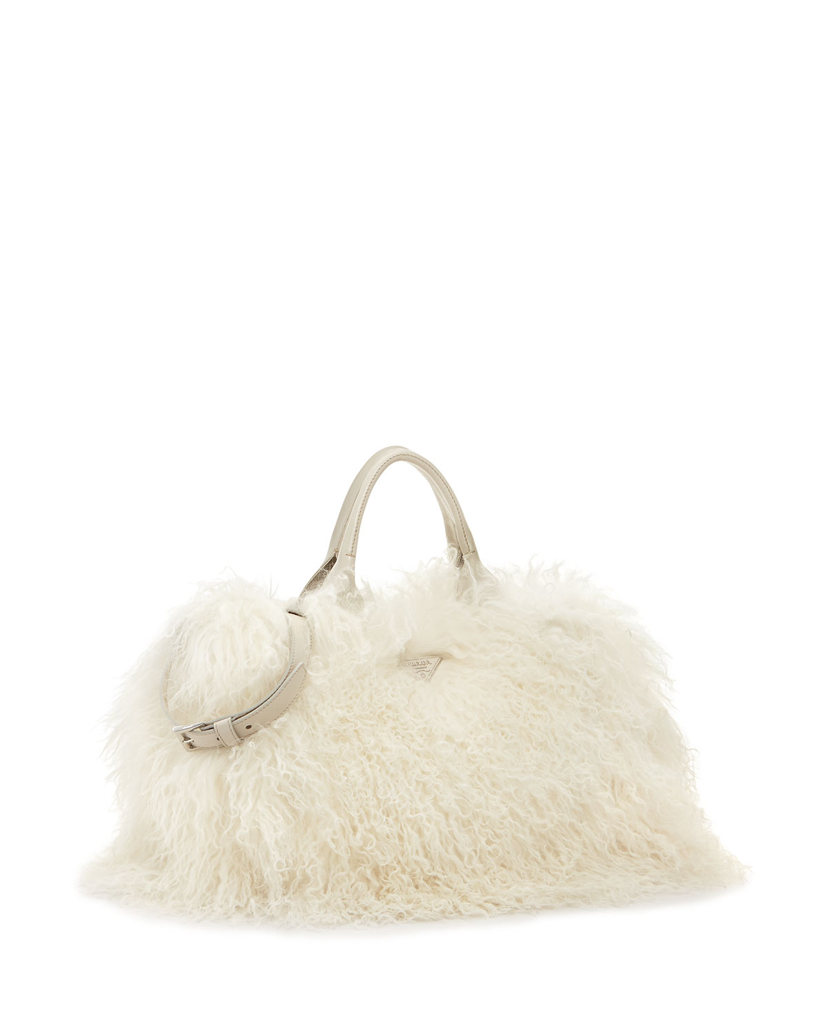 Prada Mongolian Lamb Fur Tote Bag in White Lyst