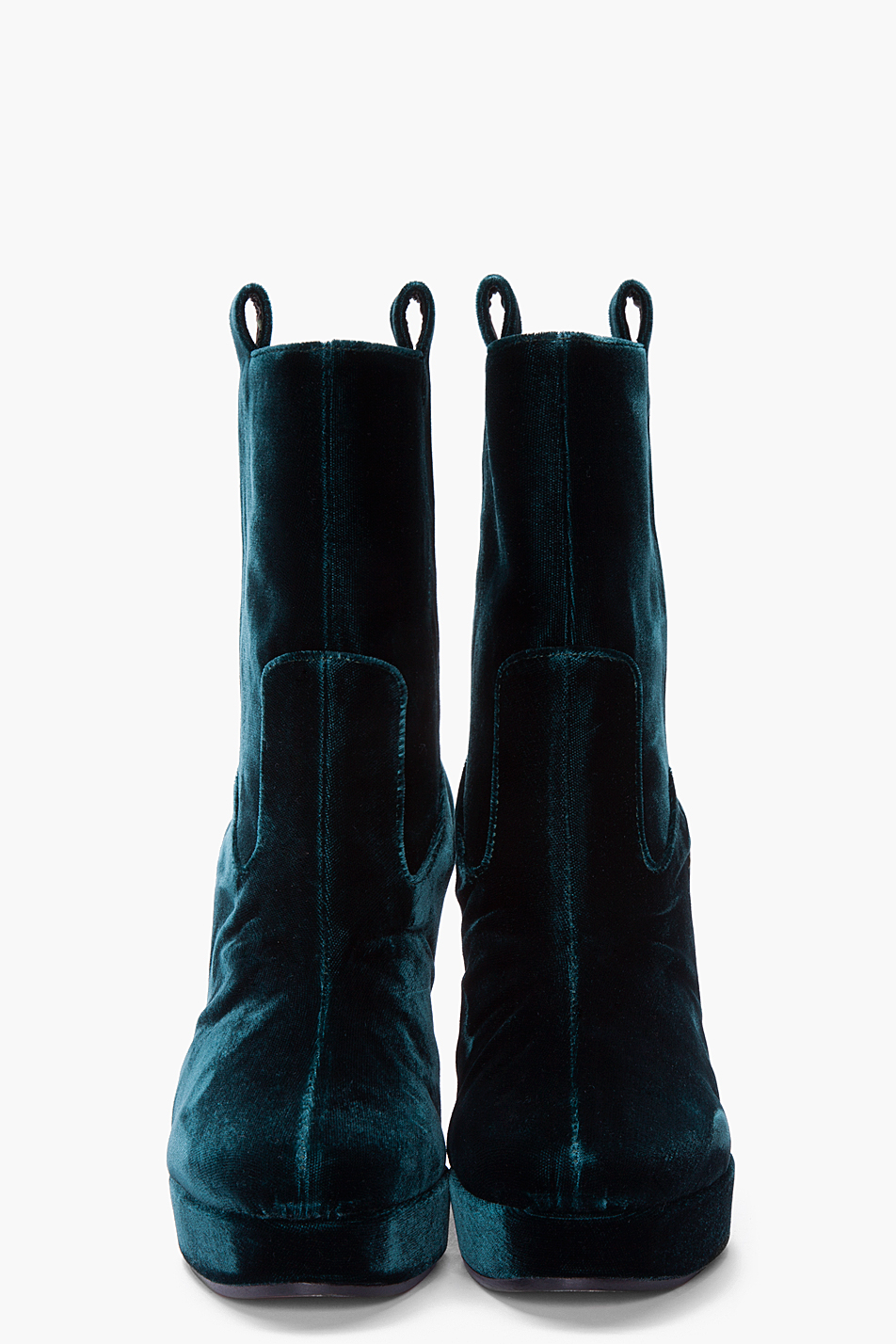 emerald green velvet boots