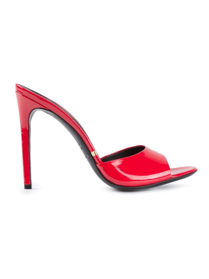 red stiletto mules