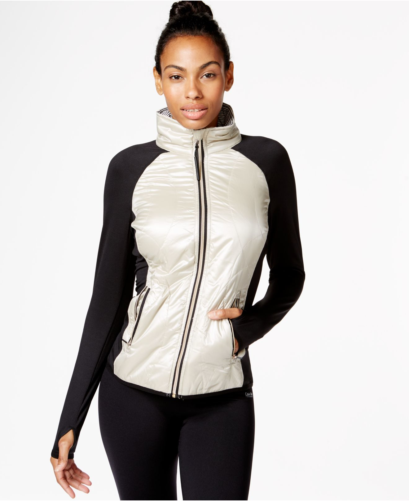 Calvin Klein Performance Colorblocked Quilted Running Jacket in Metallic  Champagne (Natural) - Lyst