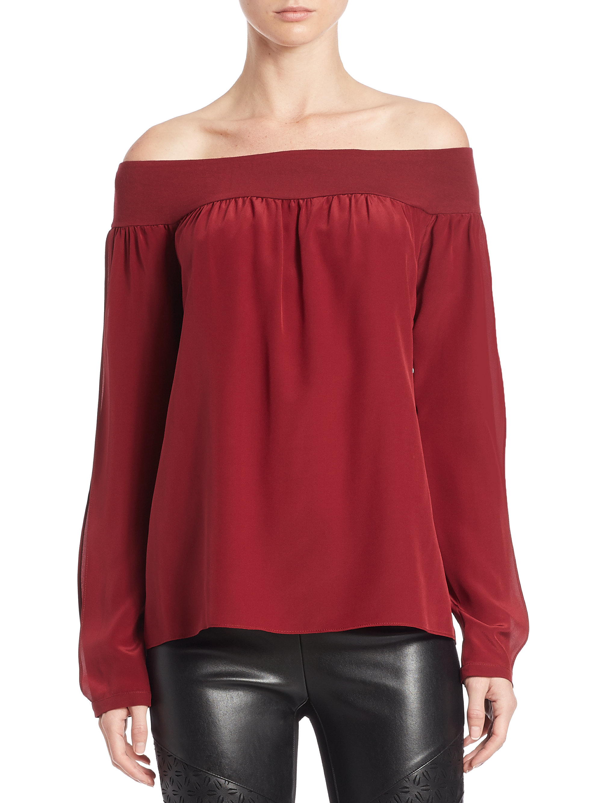 Lyst Bailey 44 Spatial Aspect Offtheshoulder Silk Top in Purple