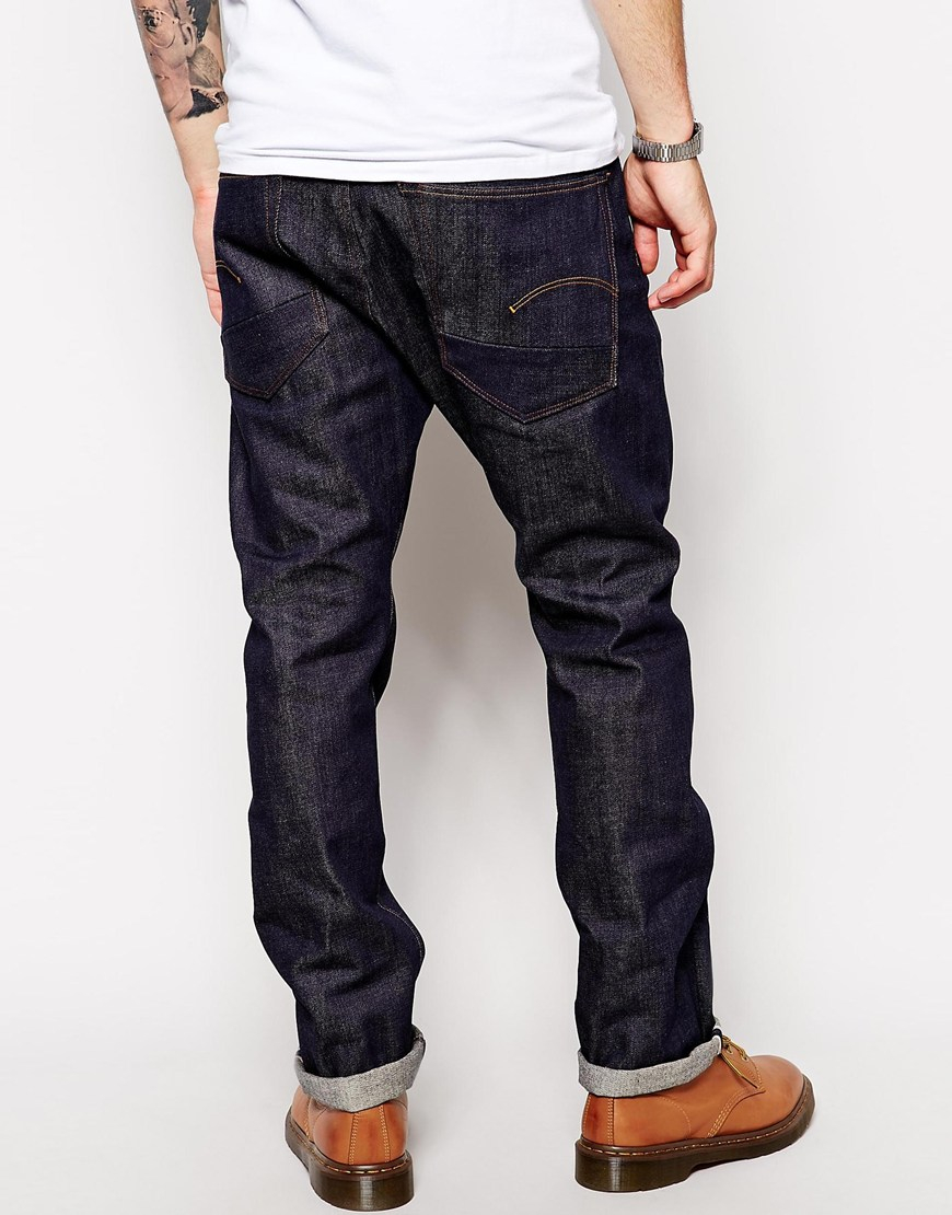 G-Star RAW G Star Jeans Us First Straight Fit Red Listed Selvedge in Blue  for Men | Lyst