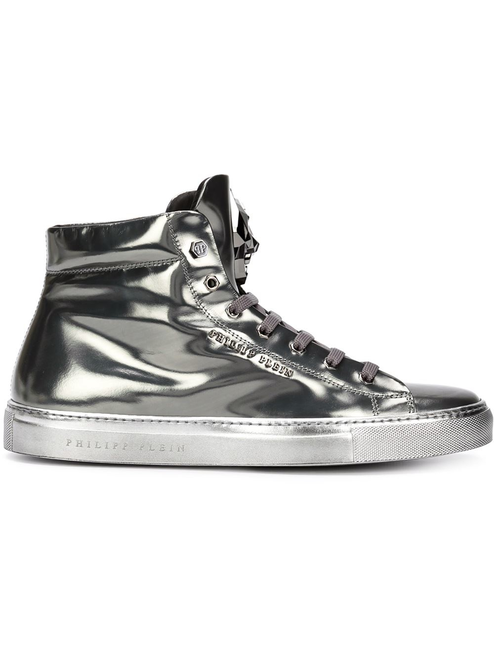 Philipp Plein 'last Night' Hi-top Sneakers in Grey (Metallic) for Men - Lyst
