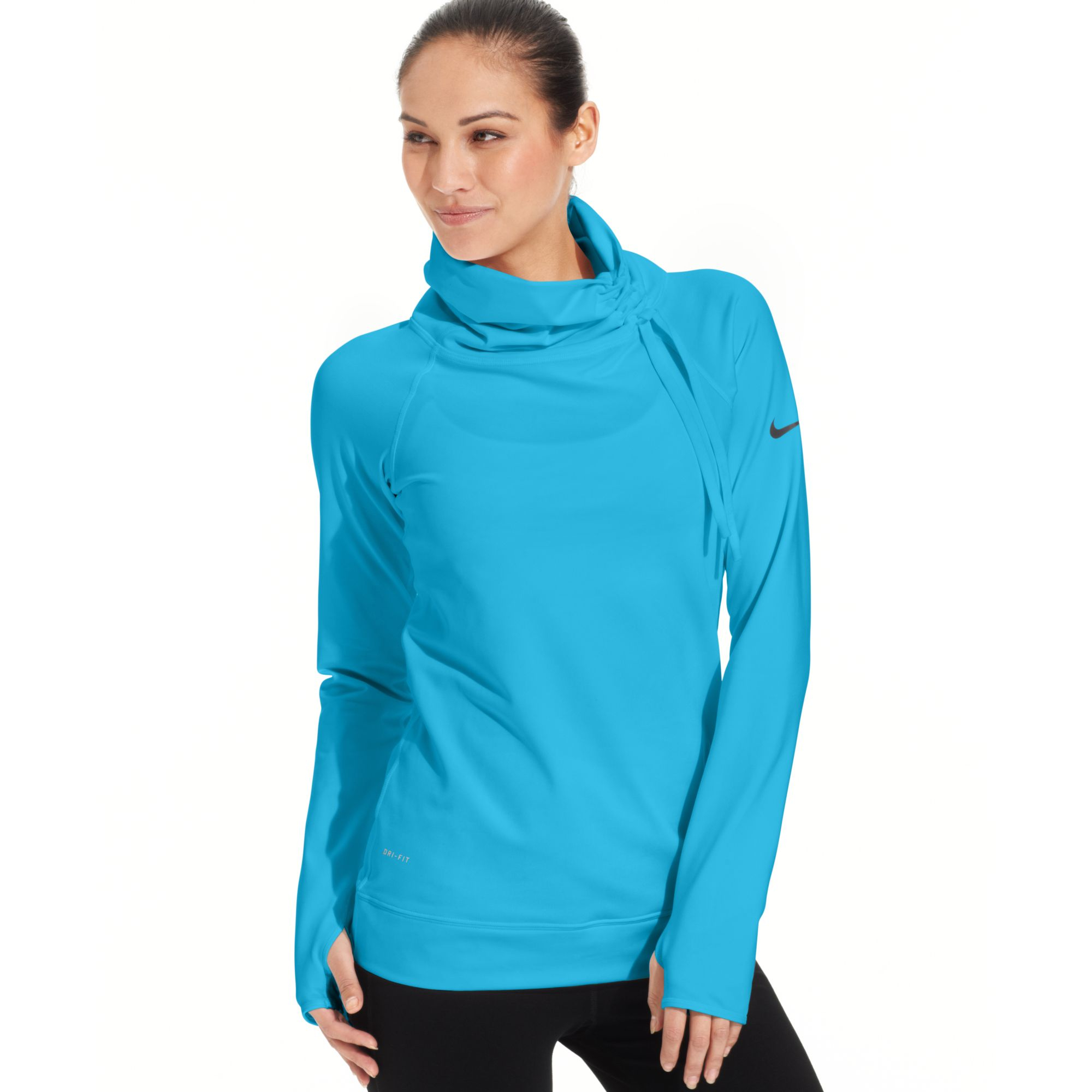 Download Nike Pro Hyperwarm Drifit Mock Turtleneck in Blue - Lyst