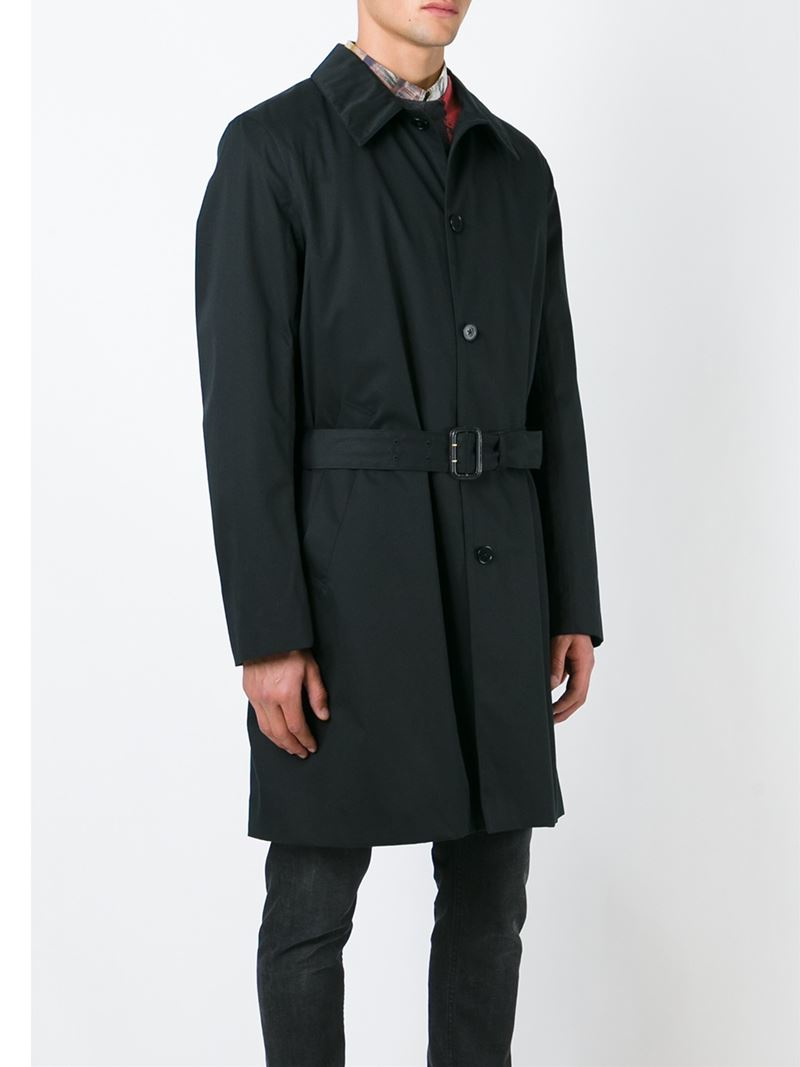 PS by Paul Smith Cotton Belted Trench Coat in Black for Men - Lyst