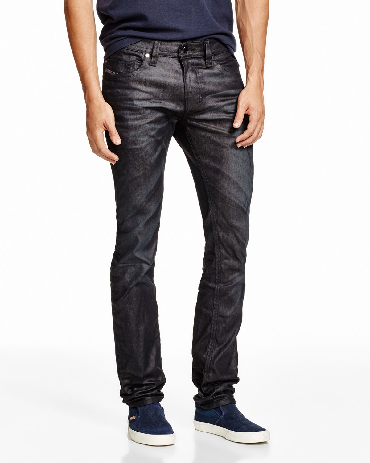 Diesel Thavar Coated Super Slim Fit Jeans In Ebony in Black for Men | Lyst