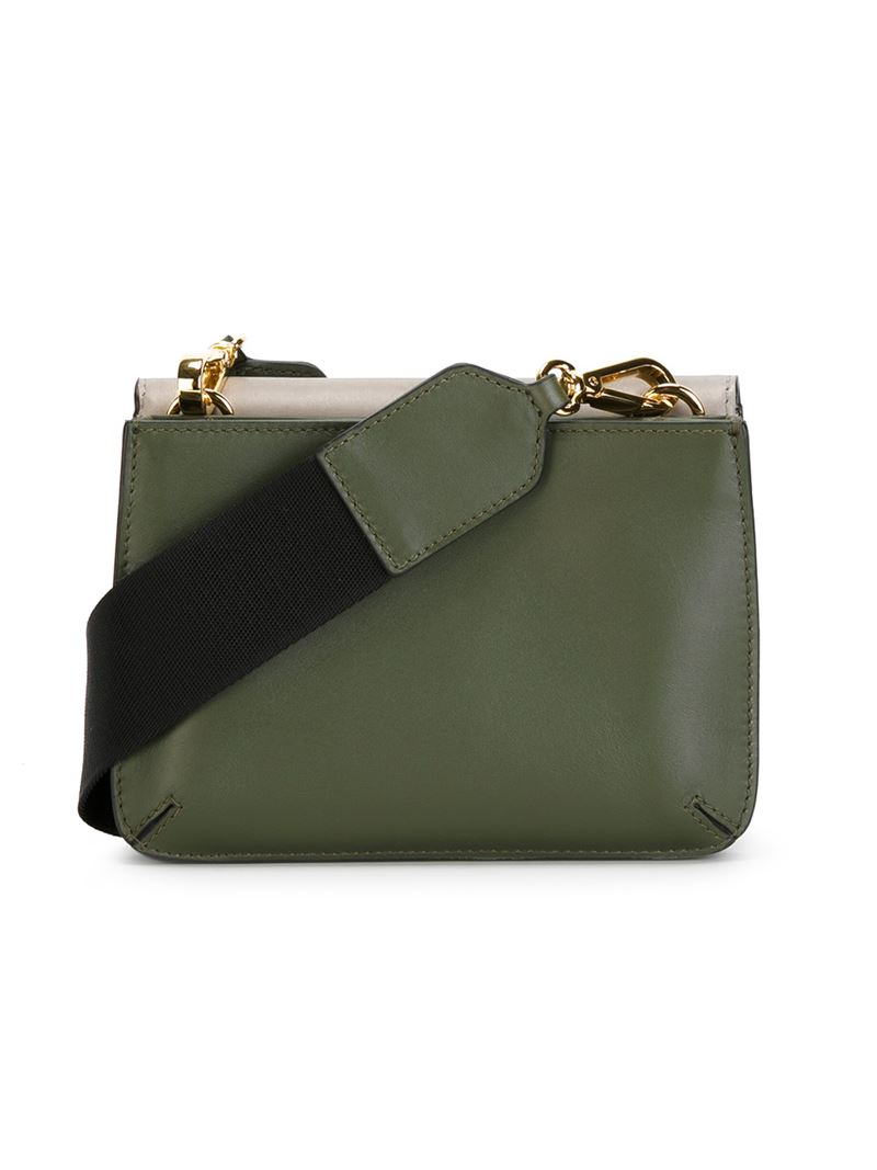 Marni Small Rectangular Leather Cross-Body Bag in Beige (GREEN) | Lyst